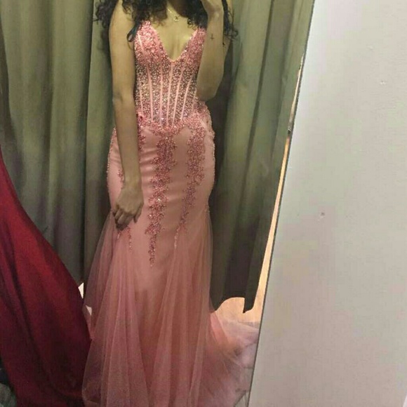 salmon formal dress